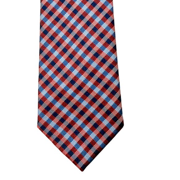 Lauren Ralph Lauren Red & Blue Plaid Silk Men's Tie Classic Pattern - 52 x 2.75" - Picture 2 of 6